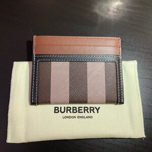 BURBERRY Sandon Dark Birch Brown Check Card Case Cardholder Authentic! NEW!
